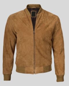 Nahaufnahme Herren Wildleder Bomberjacke Materialstruktur